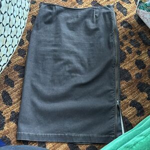 Peruvian Connection Pencil skirt A-line midi denim gold zipper size 4